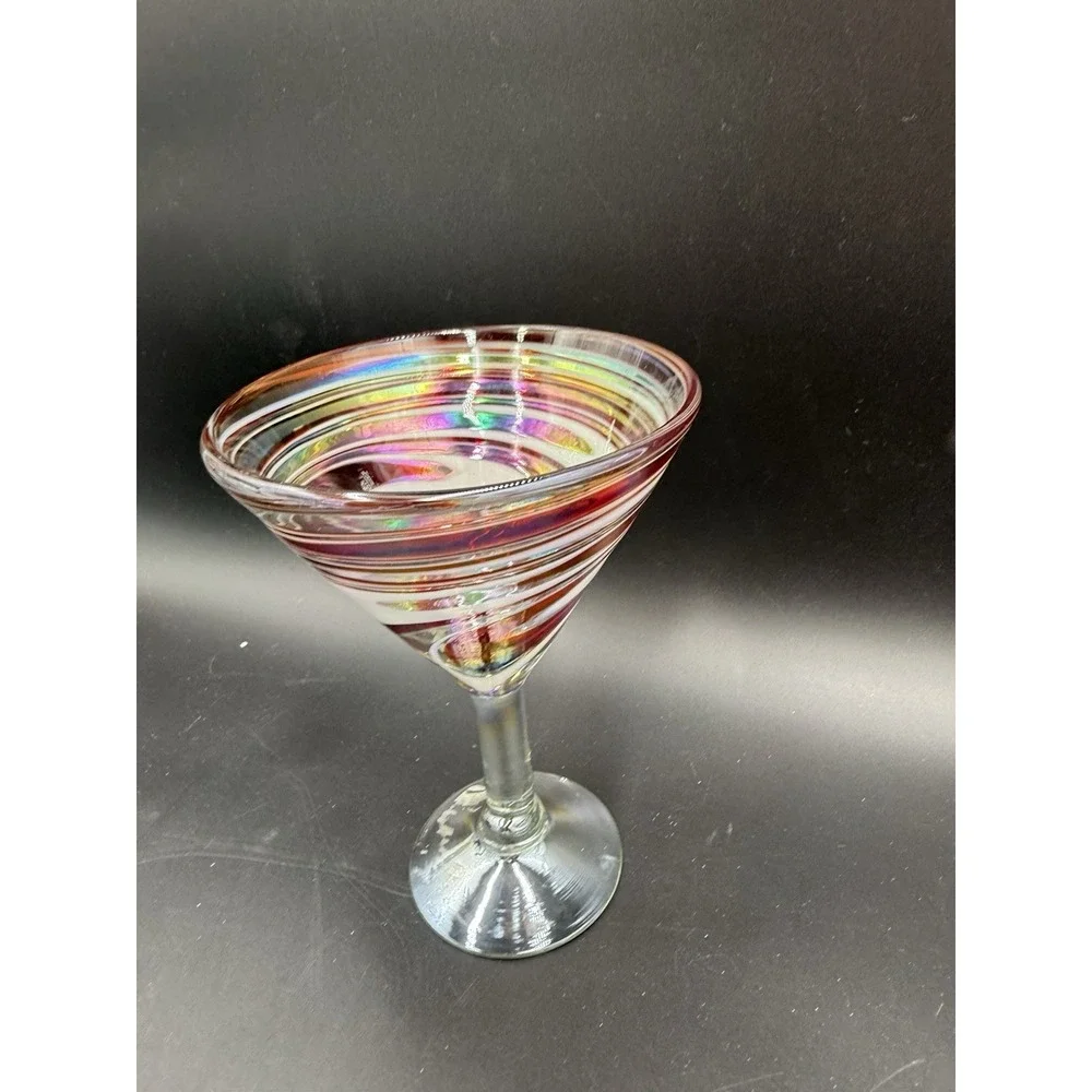 Hand Blown Pink White Orange Swirl Mexican Martini Glass – Recycled Art Glass